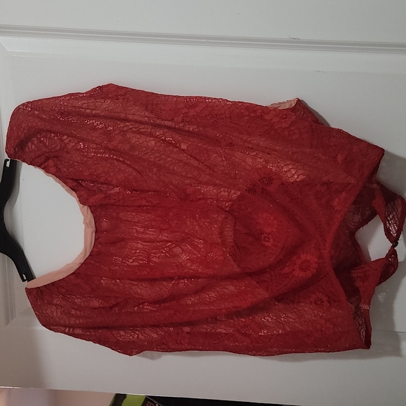 Free People Red Lace Top Size Large NWT - Picture 2 of 4